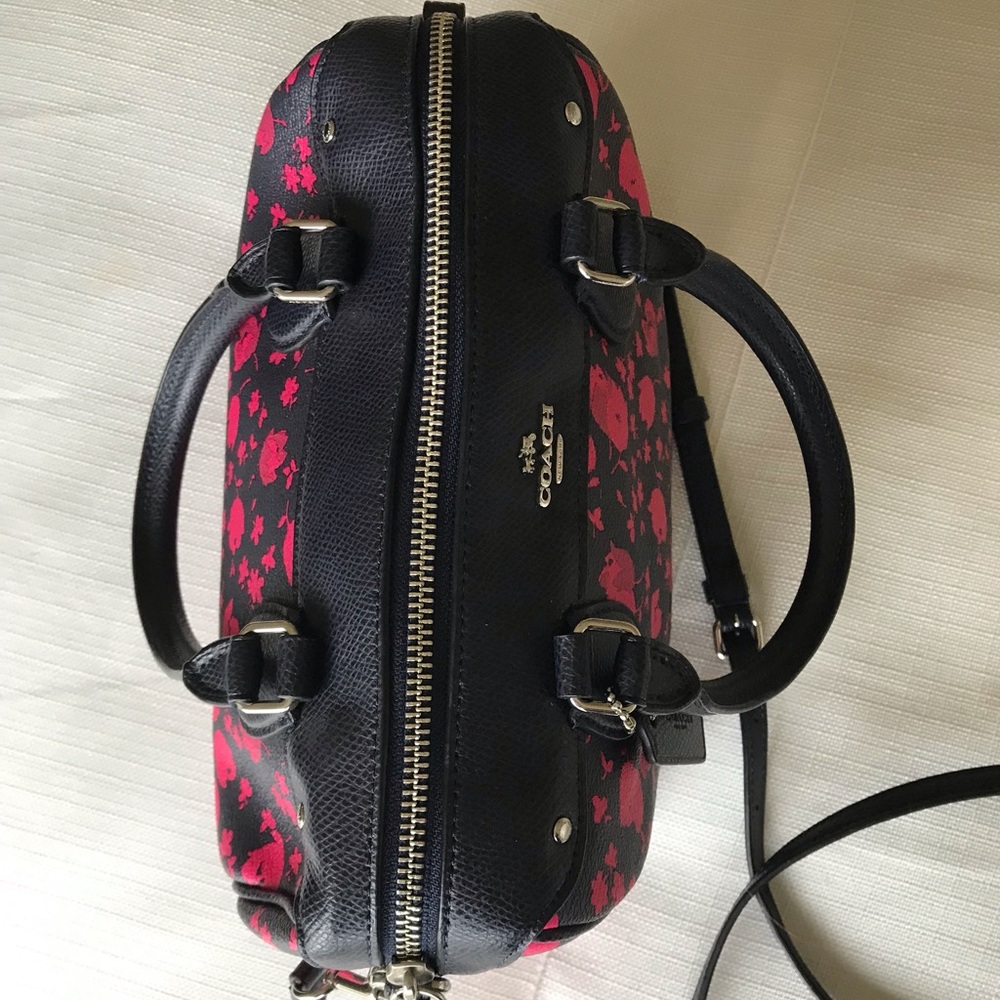 Coach Mini Bennet Prairie Calico Floral Satchel Purse, F55466, Navy / Pink - Picture 12 of 16